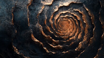 Abstract Spiral Pattern in Dark Metallic Hues