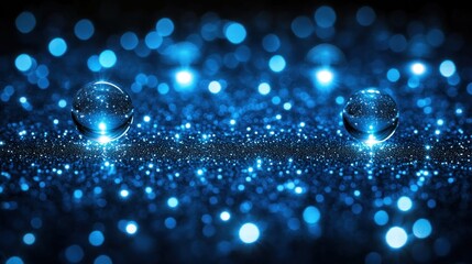 Sparkling Crystal Globes on a Glittering Blue Surface