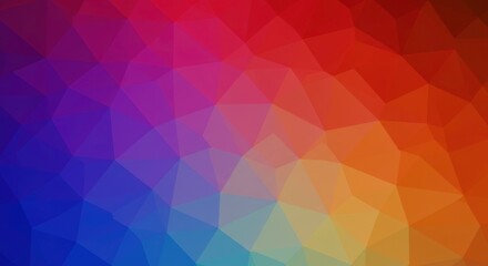 Fototapeta premium Abstract Polygonal Background: Vibrant and dynamic low-poly background with a gradient of red, orange, yellow, and blue hues. Perfect for design projects needing a modern and abstract feel.