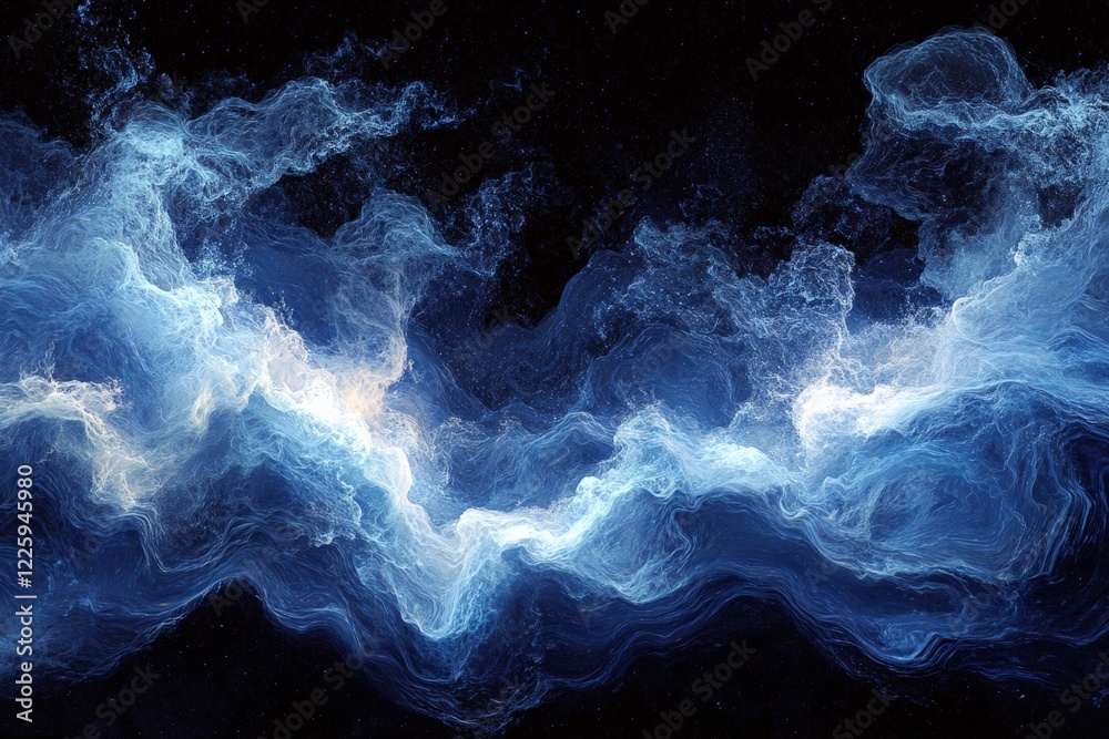 Aufkleber Abstract blue cosmic swirl with flowing patterns and ethereal effects in a dark background