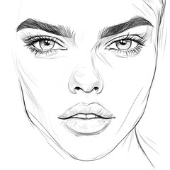 Fototapeta premium A straightforward illustration of a line art face of a designer.