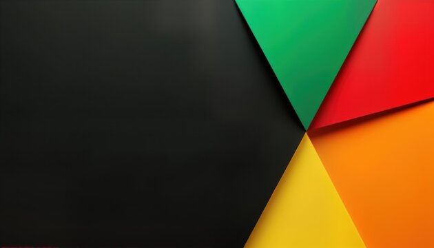 Abstract design with black red yellow, green geometric shapes. Colorful background ideal for text. Modern design concept. Suitable for various projects. Versatile art piece. Multicolor art. Blank