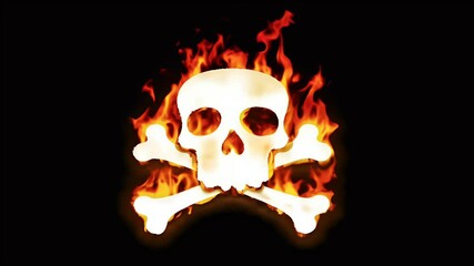 video of skull and crossbones symbol with a fiery twist symbol of extreme danger toxicity volatile materials Handle with caution