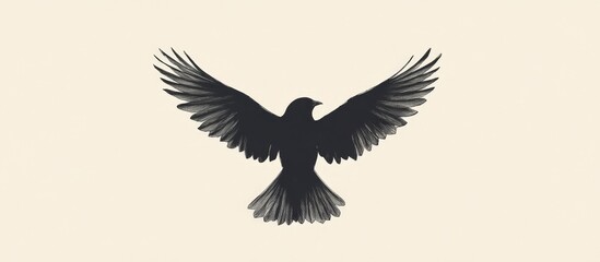 Obraz premium Soaring Black Bird Silhouette - Minimalist Avian Design