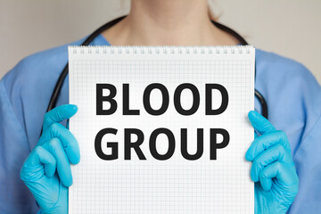Blood group inscription text medical theme background
