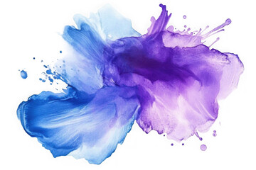 purple blue brush stroke watercolor texture isolated on white or transparent png 