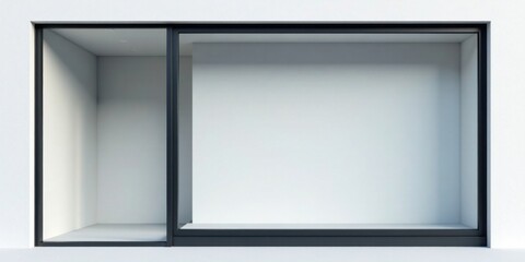 Modern Minimalist Recessed Display Window with Black Frame for Retail Space Design