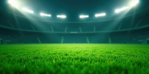 Lush Green Field Under Stadium Lights A Dramatic Nighttime Sports Venue