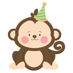 Monkey with party hat