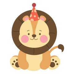 Lion with party hat