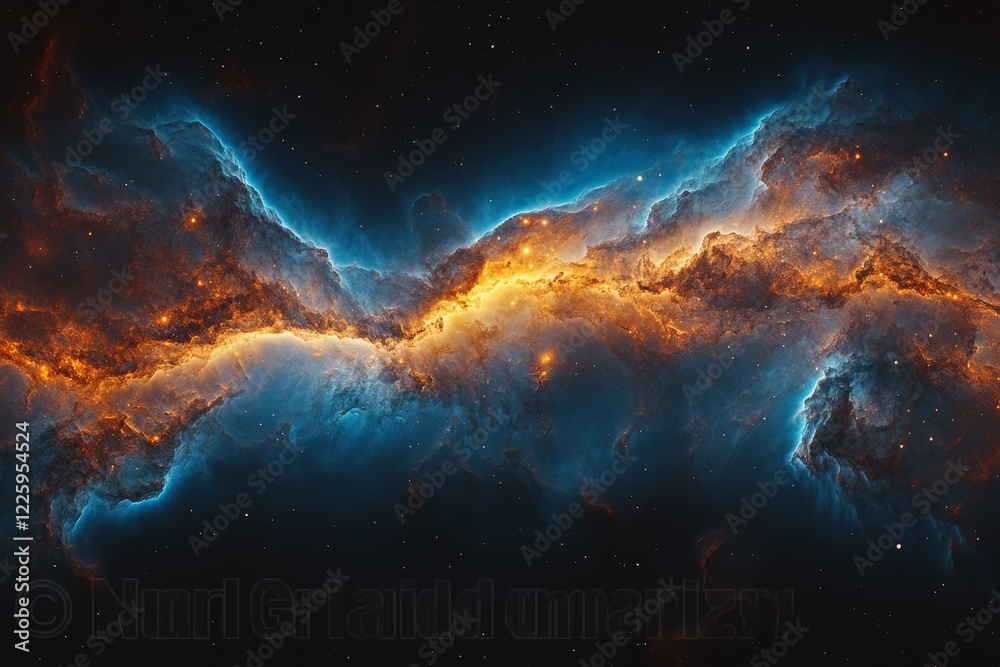 Aufkleber cosmic wonder of the colorful nebula displayed in the vastness of outer space with bright stars shin