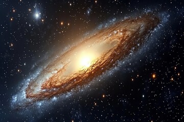 Obraz premium Beautiful spiral galaxy shining brightly in the cosmos with countless stars and cosmic dust