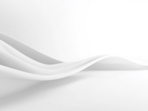 Abstract Flowing White Waves on Minimalist Background