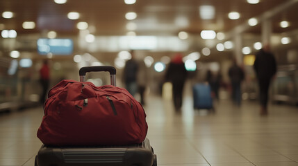 Dented Modern Suitcase on an Airport Luggage Belt