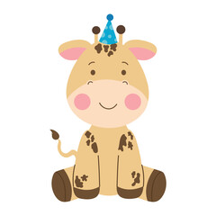 Giraffe with party hat