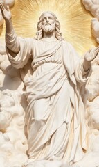 Obraz premium The image of God as a majestic figure with a divine presence, reaching out to humanity with kindness and wisdom.