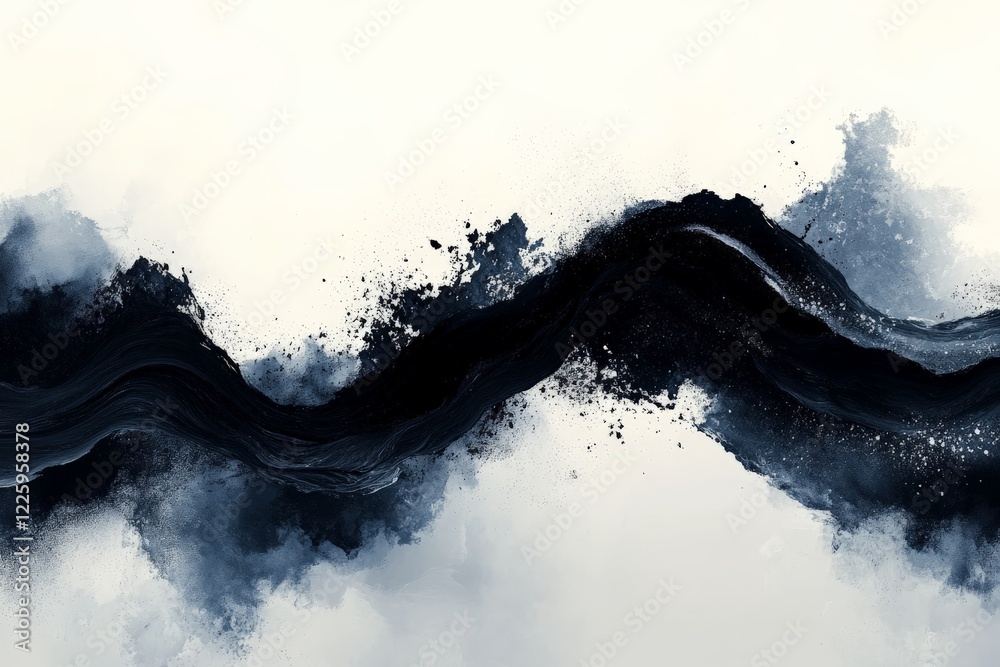 Poster Abstract representation of waves with dark colors blending into light hues in a harmonious flow of art