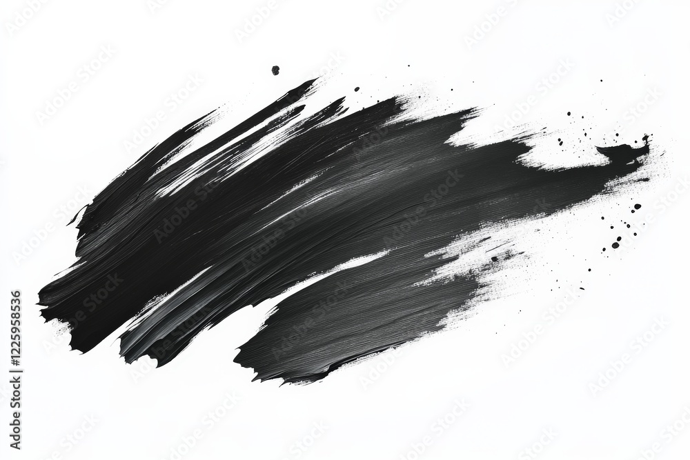 Aufkleber elegant black paint stroke on white background creating an artistic texture for creative projects