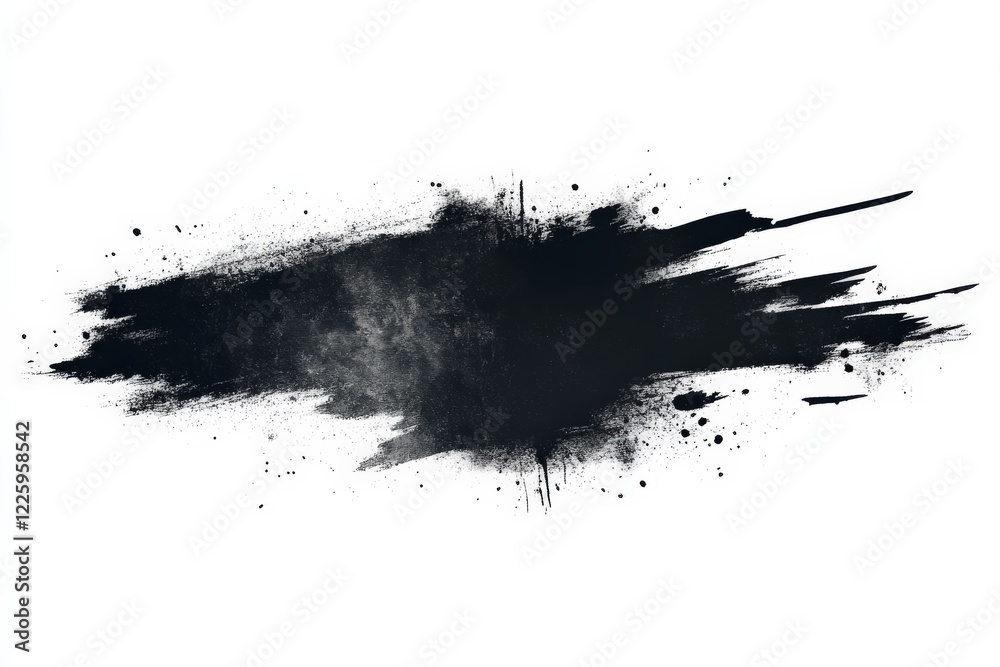 Poster Black paint splash on white background creates an abstract design ideal for art projects and graphic design