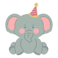 Elephant with party hat