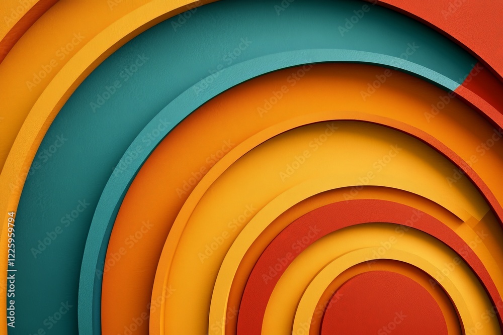Aufkleber Abstract layers of bright colors in curved shapes creating a dynamic visual effect in a modern design
