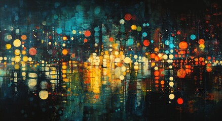 Fototapeta premium Nocturnal Cityscape: An Impressionistic Symphony of Lights