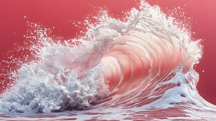 Fototapeta premium Abstract Pink Ocean Wave Crashing Digital Art