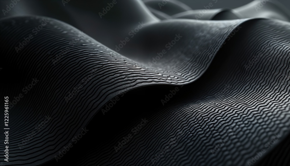 Poster abstract futuristic tech material. modern carbon fiber background design. wave pattern in dark grey,
