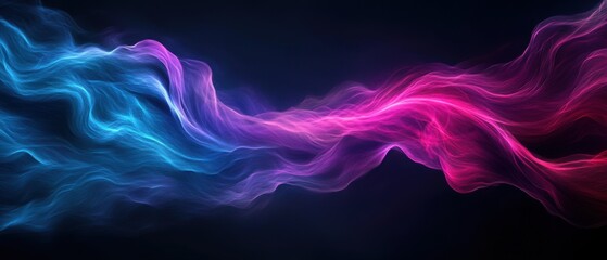 Fototapeta premium Abstract Fluid Dynamics with Colorful Waves in Blue Pink Gradient on Dark Background