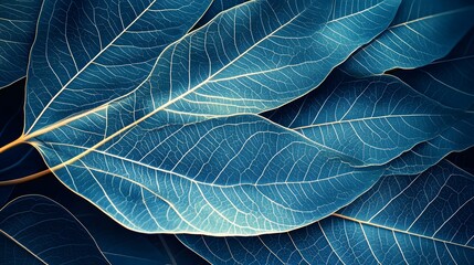 Obraz premium Stunning Teal Leaf Veins Closeup Nature Texture Background