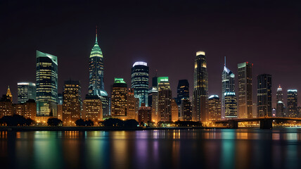 new york city skyline at night