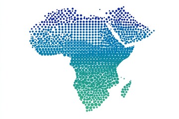 Fototapeta premium Visual representation of Africa created with colorful dots symbolizing diversity and unity across the continent