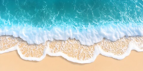 Fototapeta premium Ocean Waves Crashing on Sandy Beach Summer Vacation