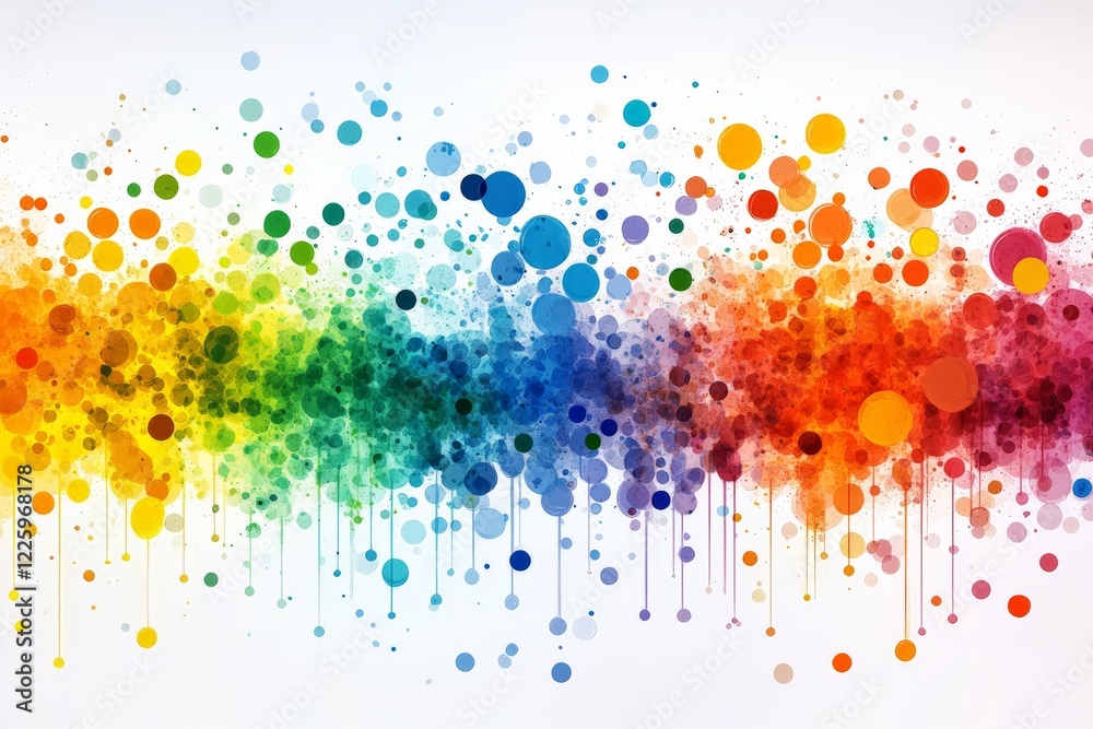 Poster colorful abstract artwork showcasing vibrant circles in various shades blending into a rainbow effec