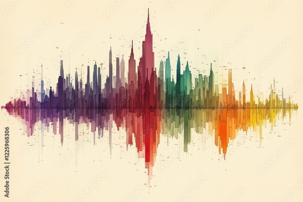 Aufkleber colorful sound wave design representing various audio frequencies in a vibrant artistic style