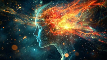 Cyber Big Data Flow Particles Tech Business or Science Background. Medical Research or Tech Innovation Online Webinar Presentation Event. Conference or Forum Vector Illustration Backdrop.