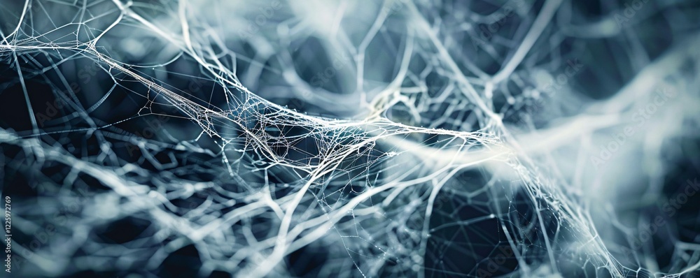 Aufkleber intricate spider web with dew drops glistening in morning light creating a beautiful, delicate and s