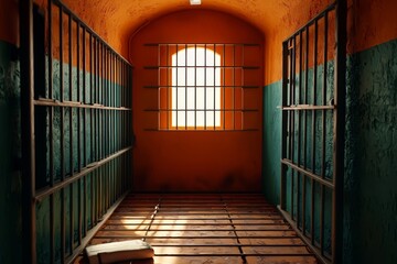 Fototapeta premium The psychological impact of bars on inmates.