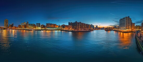 Naklejka premium Spectacular Night Panorama of the Cityscape at Dusk