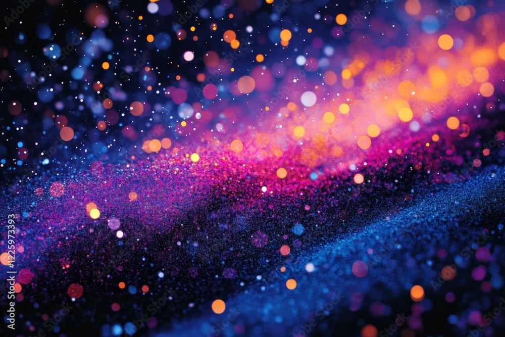 Poster Colorful abstract background with vibrant light spots and particles creating a dreamy effect