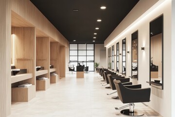 Fototapeta premium Experience top-notch hairdressing services in a contemporary setting.