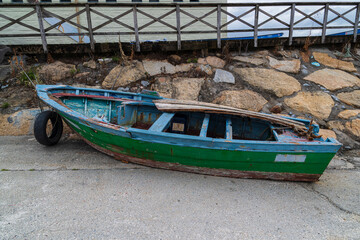 Obraz premium photographs of fishing boats in the sea, marine nature