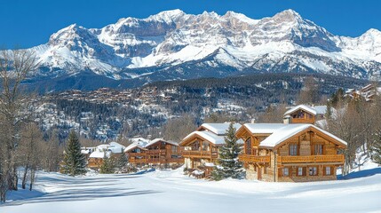 Majestic Winter Chalet Village in the French Alps