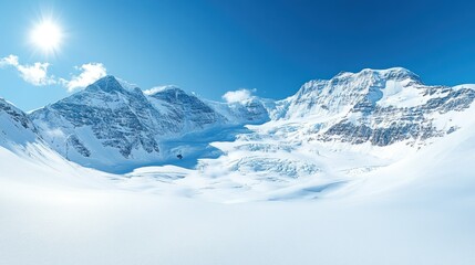 Majestic Winter Wonderland: Snow-Capped Mountains and Glacier