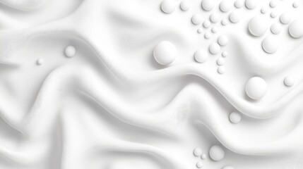 White fabric texture with spheres; elegant background for cosmetics or fashion