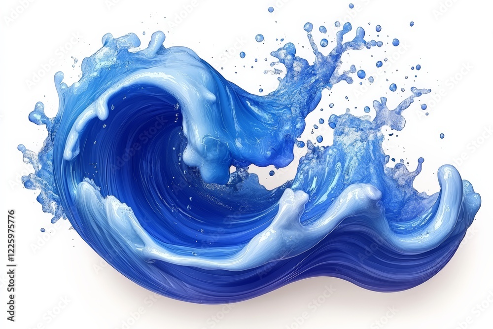 Aufkleber Dynamic wave splashing with vibrant blue and white tones creates a lively and refreshing visual experience