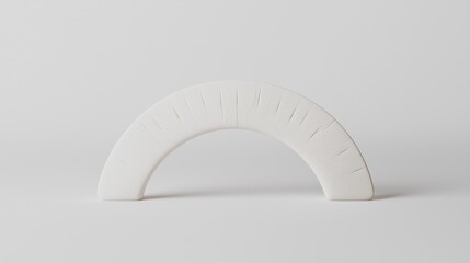 White semicircle protractor on white background; measurement tool; design element