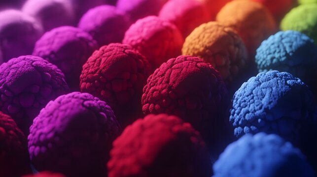 Vibrant Rainbow Colored Abstract Cells Microscopic View