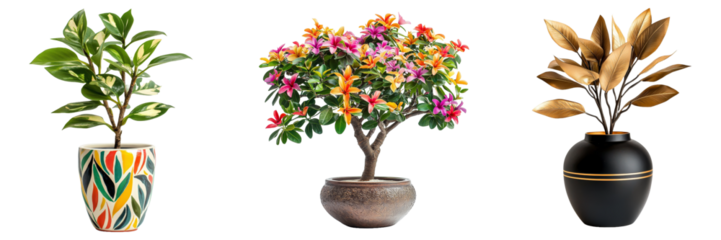 various decorative indoor plants in pot, home decor element