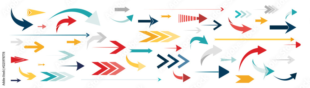 Wall mural arrow icon set. colored arrow symbols. arrow of different types. arrow isolated vector graphic eleme